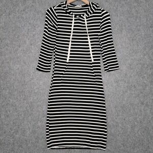 Heart & Hips Dress Womens M Striped Hoodie Drawstring Pocket 3/4 Sleeve